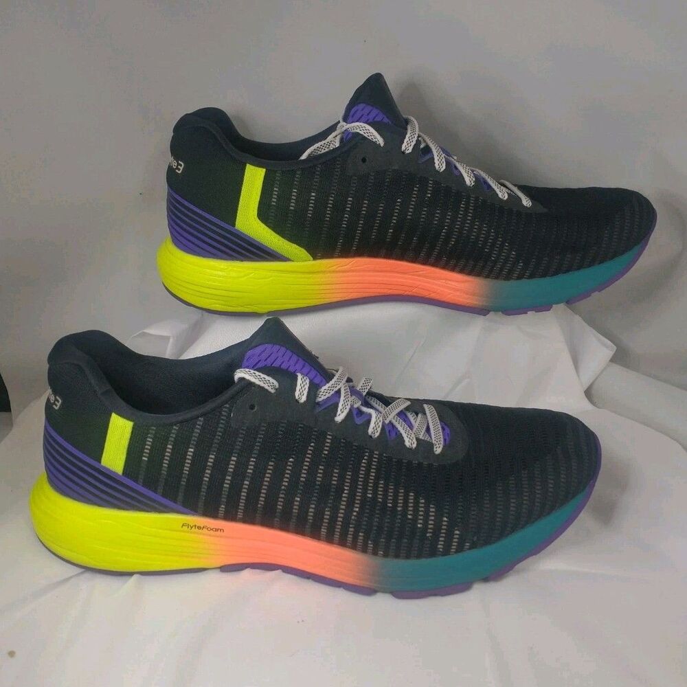 Asics Men's Black Running Shoes with Neon Gradient Sole